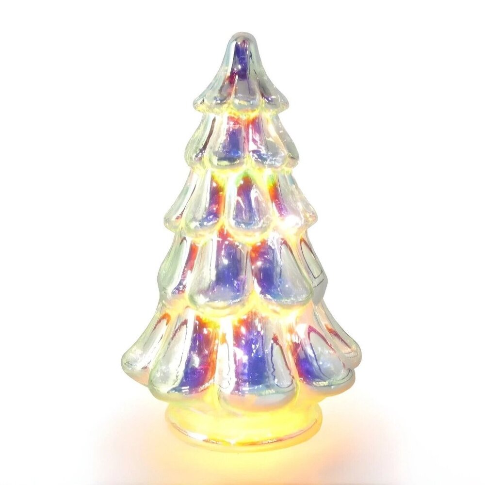 Target Bullseye 7" Glass Light Up Irridescent Christmas Tree New